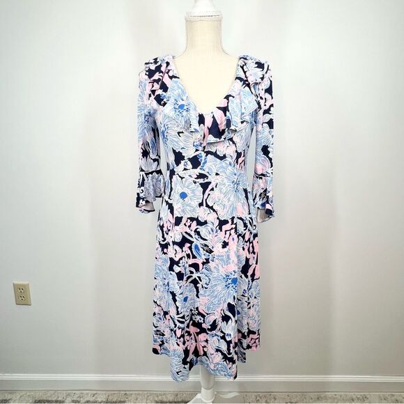 Lilly Pulitzer Stirling Amore Please Floral Ruffles Dress 001144 Medium - Picture 2 of 11